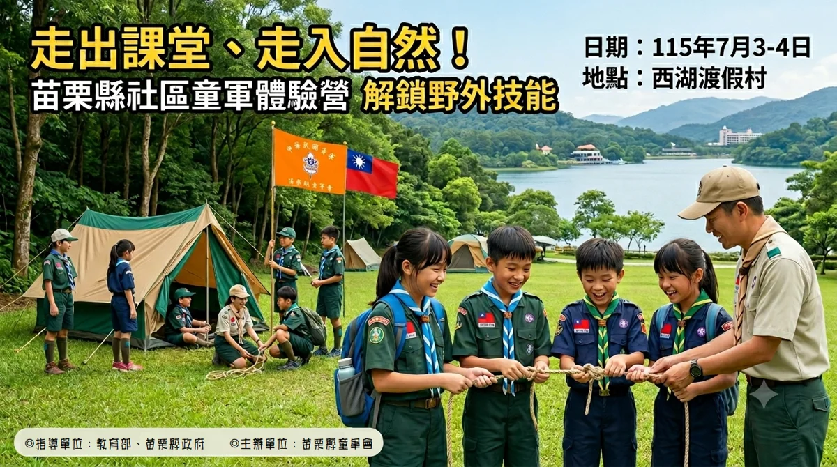 苗栗122名童軍齊聚三義!5大社區團前進西湖渡假村展開野外大考驗