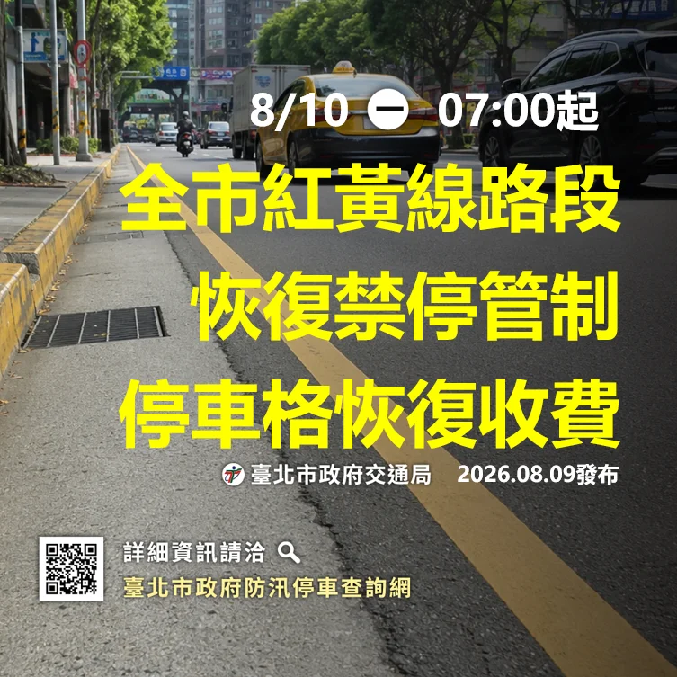 颱風白海豚遠離!北市紅黃線明早7點恢復管制 違停將拖吊開罰