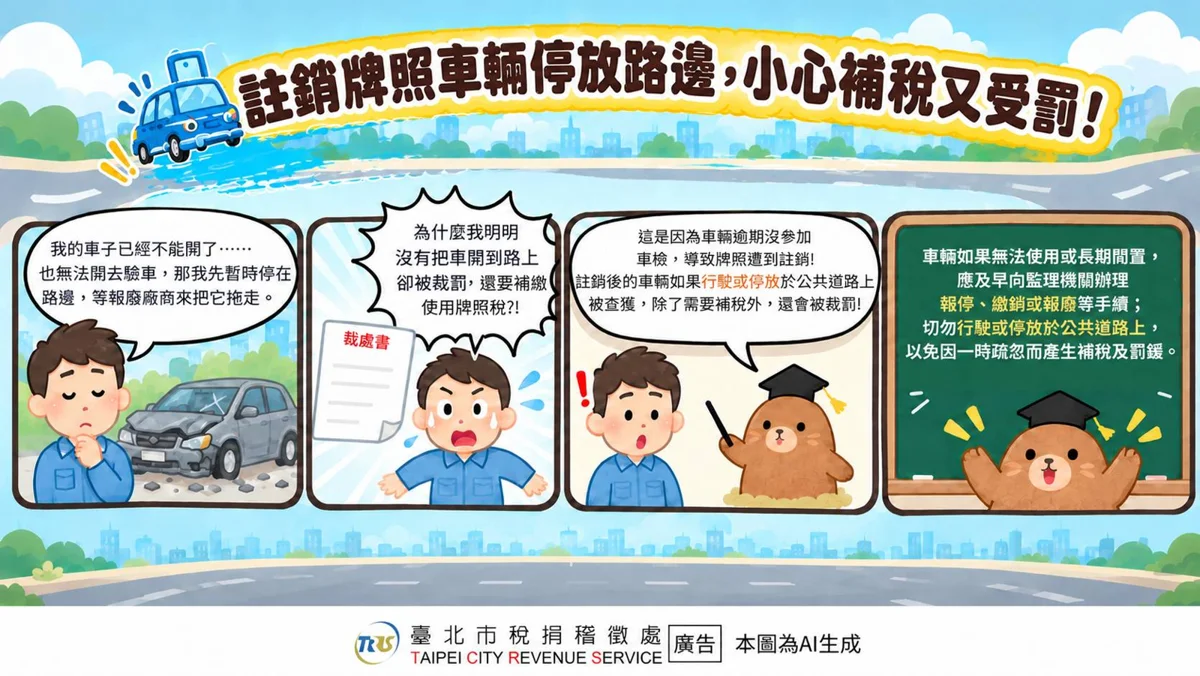 車牌註銷別亂停路邊!北市稅捐處曝「這2種情況」照樣補稅又挨罰