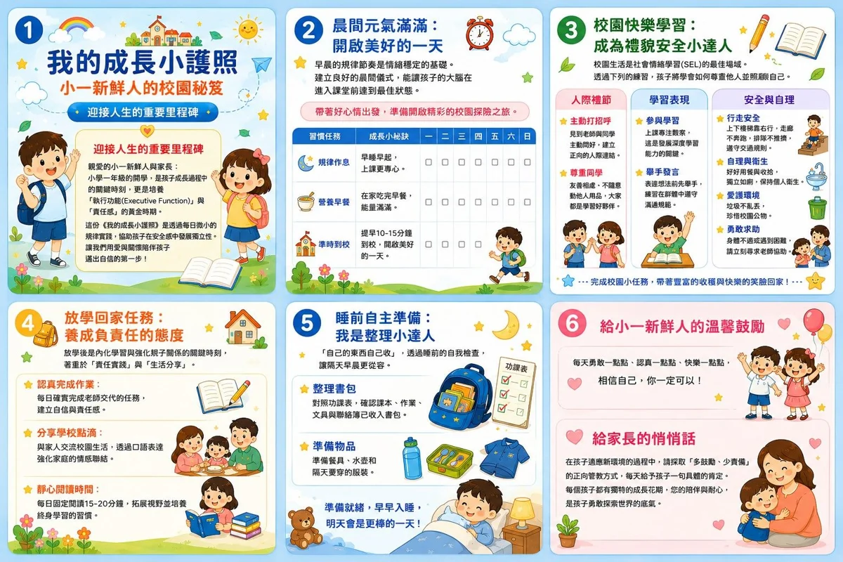 【小一新生攻略】北市教育局推「成長小護照」,4大情境助孩子秒適應校園!
