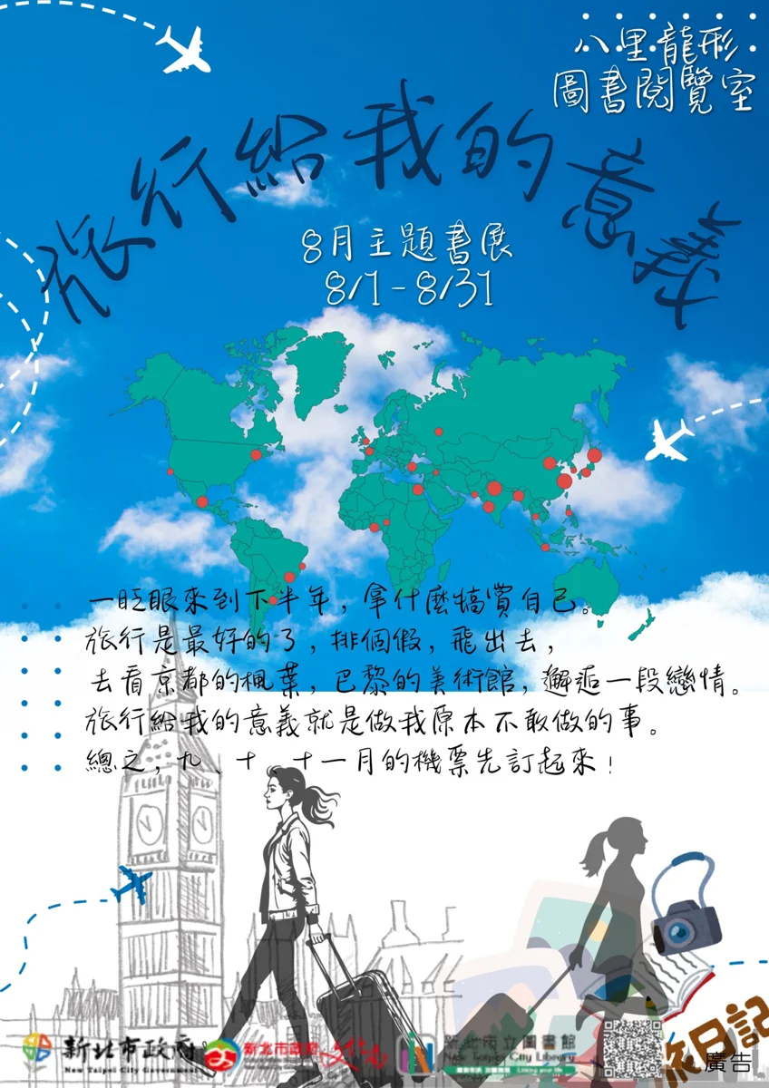 圖書館8月主題展「旅行給我的意義」開跑!借閱證密碼預設規則一次看