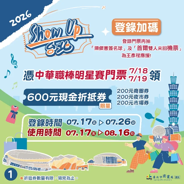 [2026最新] 中職明星賽球迷必看！憑門票免費領600元折抵券，爽逛台北商圈夜市