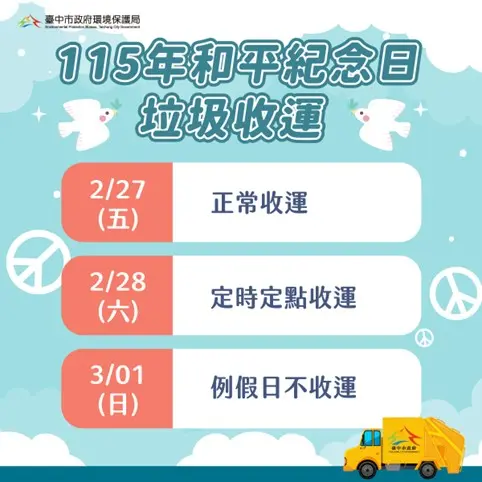 台中人注意!228和平紀念日垃圾不清運?環保局公布701處定點收運懶人包