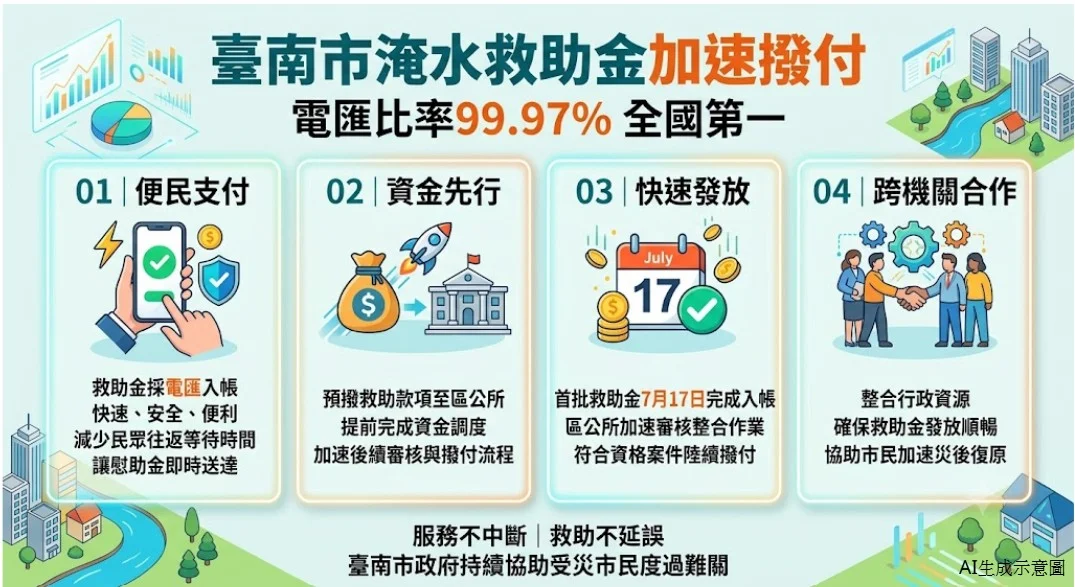淹水救助金首批今入帳!台南市府採「電匯撥款」加速災後復原