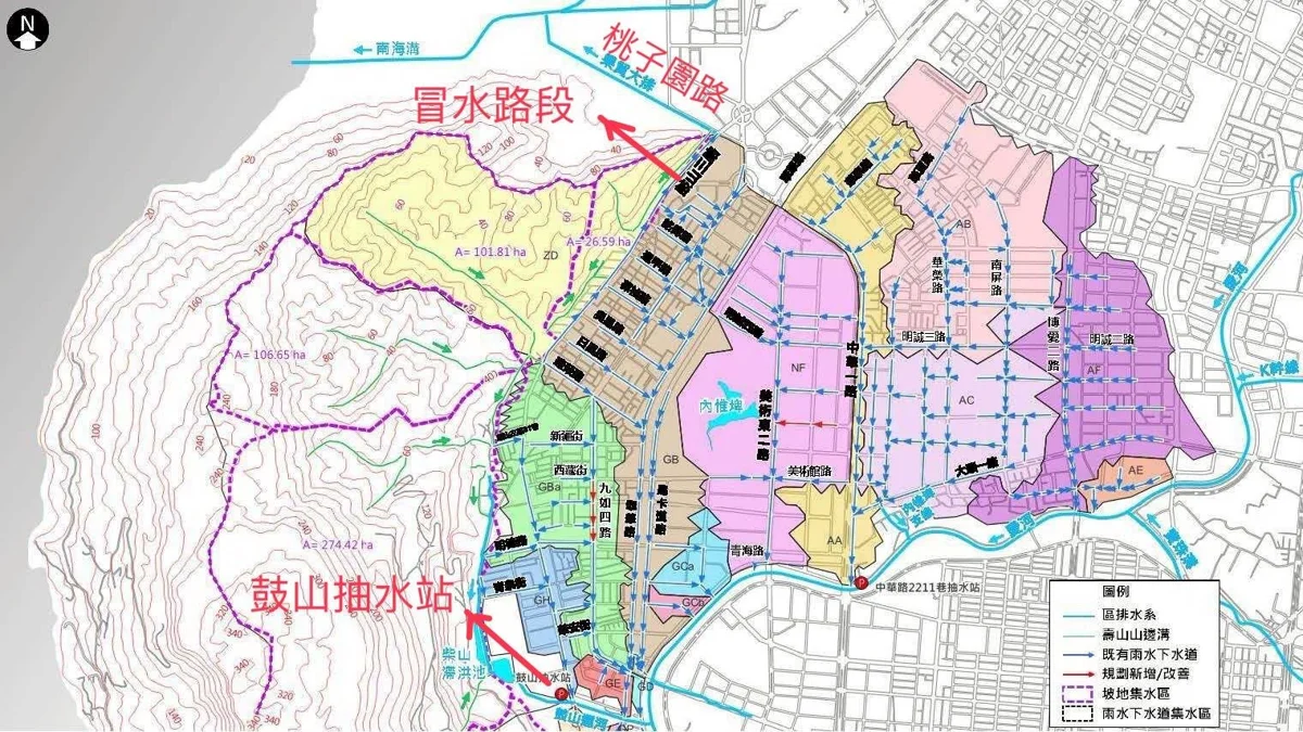 鼓山三路剛修好又淹水？高市水利局澄清：兩地集水分區完全不同