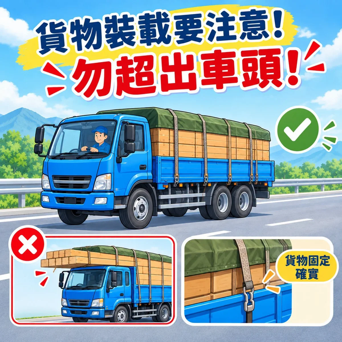 貨物突出車頭超危險!交通隊籲:出發前確實檢查保平安