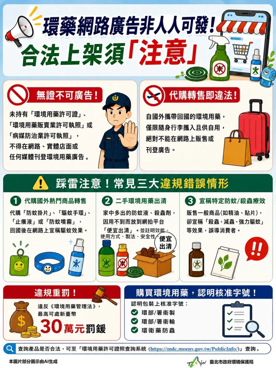 【網購注意】出國代購防蚊液轉售賺零用錢?北市環保局警告:最高恐罰30萬!