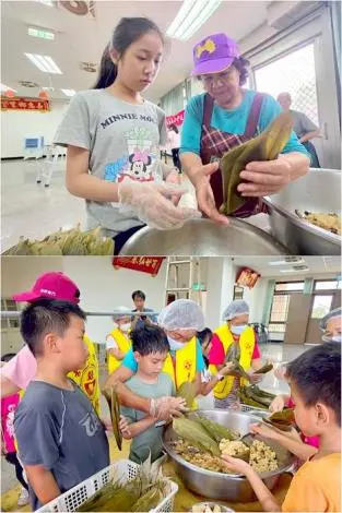 老幼共學傳承端午習俗!古寧頭社區攜手學童包粽趣
