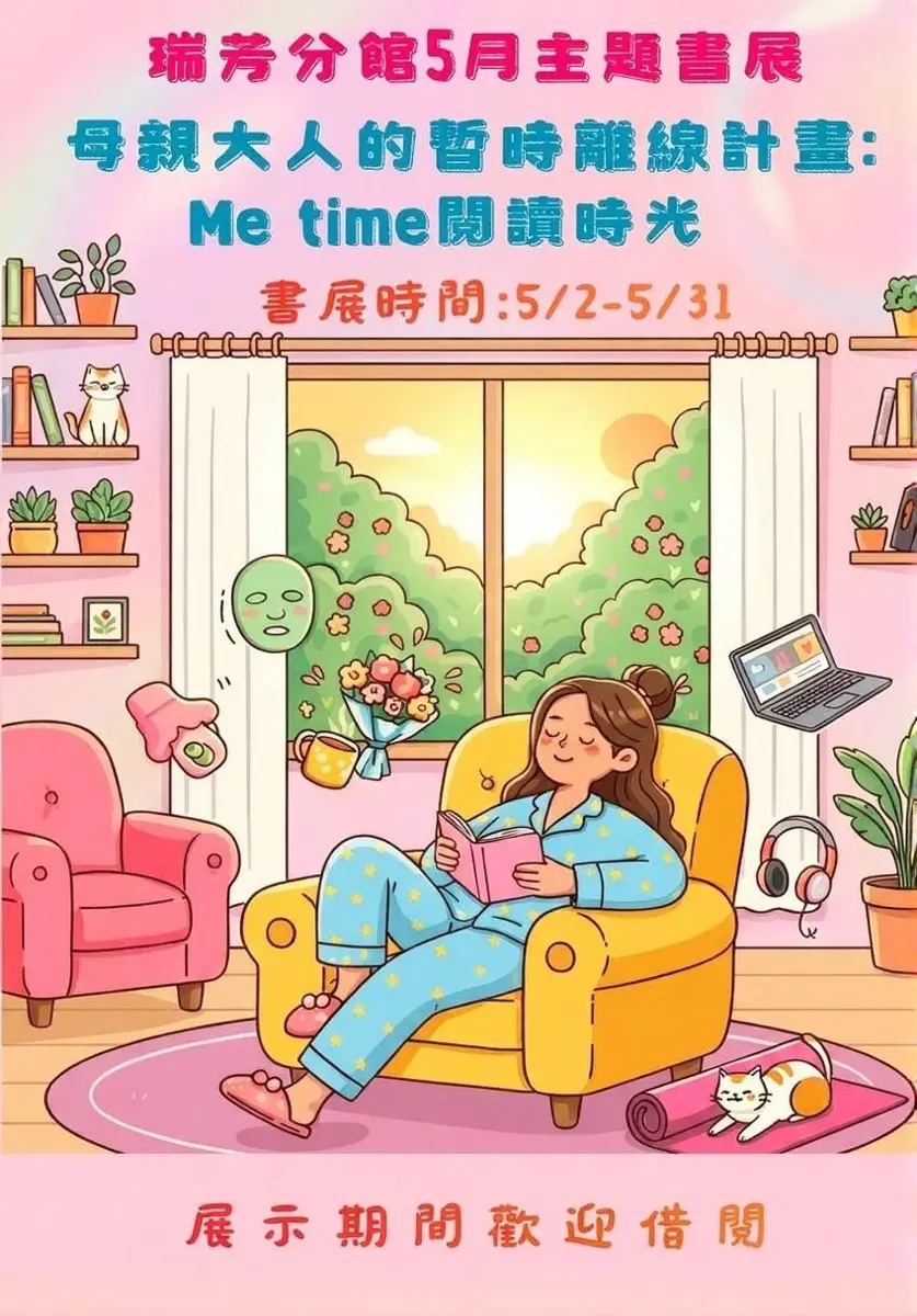 母親節限定!瑞芳分館推「Me time」書展,邀媽媽們暫時離線、享受獨處時光