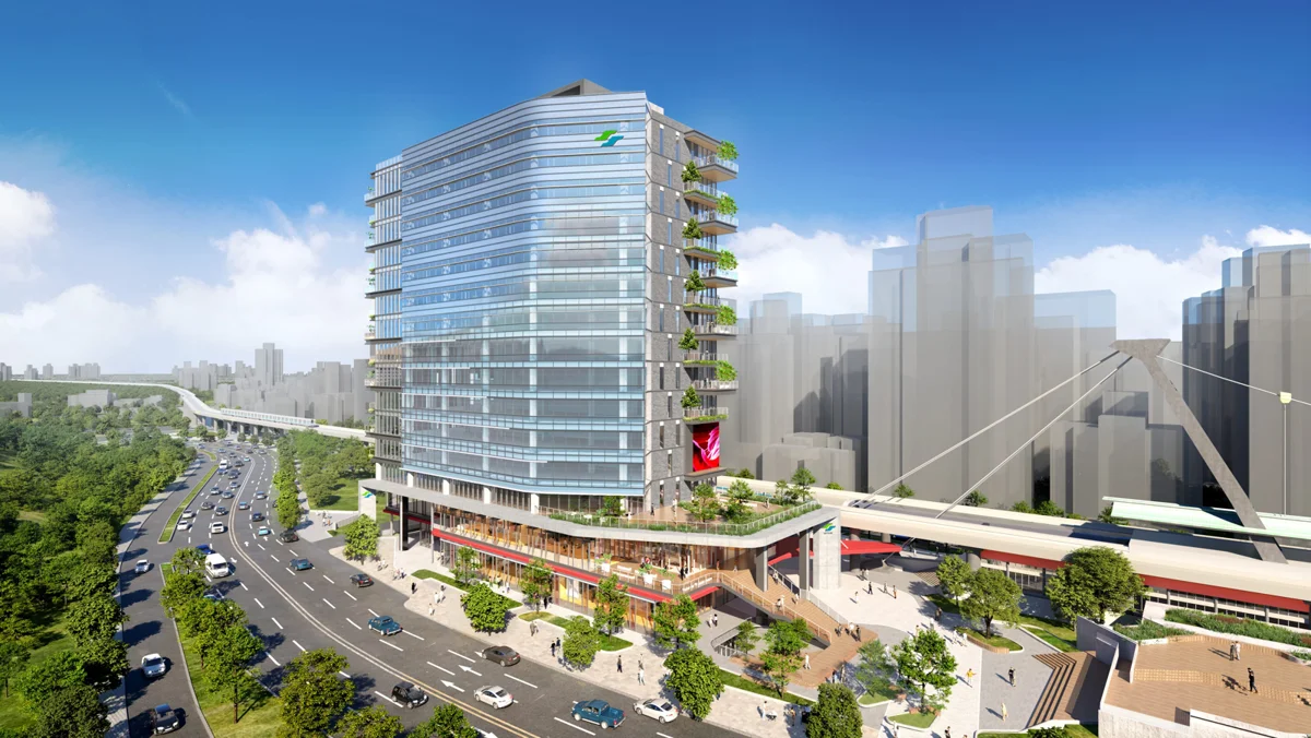 北捷劍潭站多目標大樓上梁!16層商辦結合轉乘機能,預計2028完工帶動士林發展