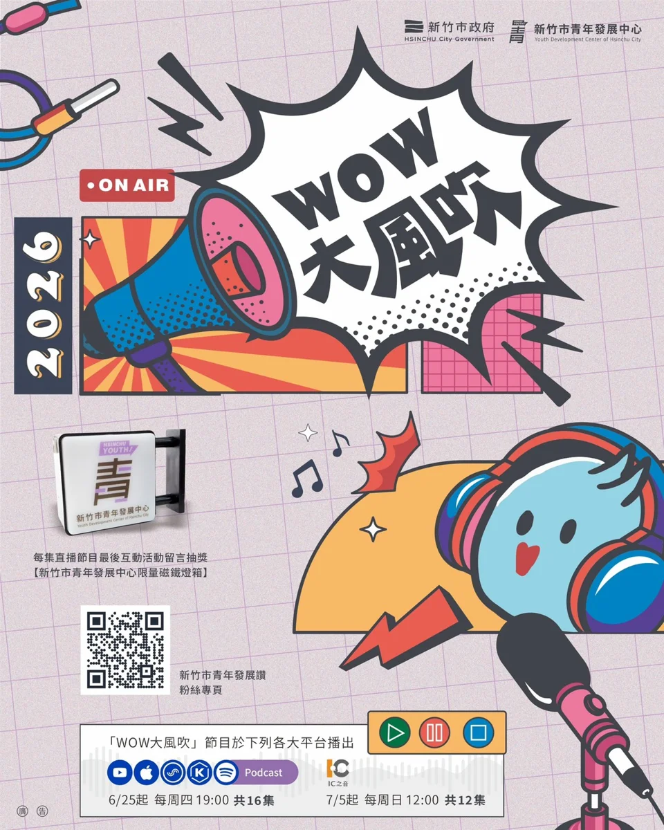 新竹青年必聽!Podcast《WOW大風吹》開播,科技到出國圓夢攻略大公開