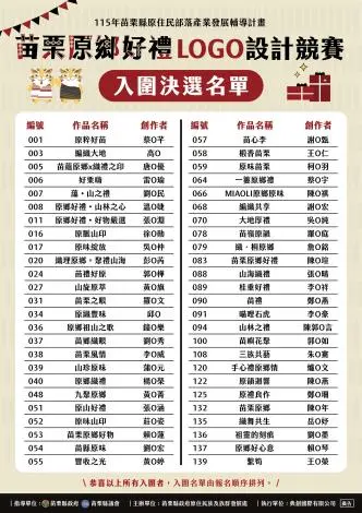 點亮原鄉!苗栗好禮LOGO競賽143件作品廝殺,50件精品入圍決選