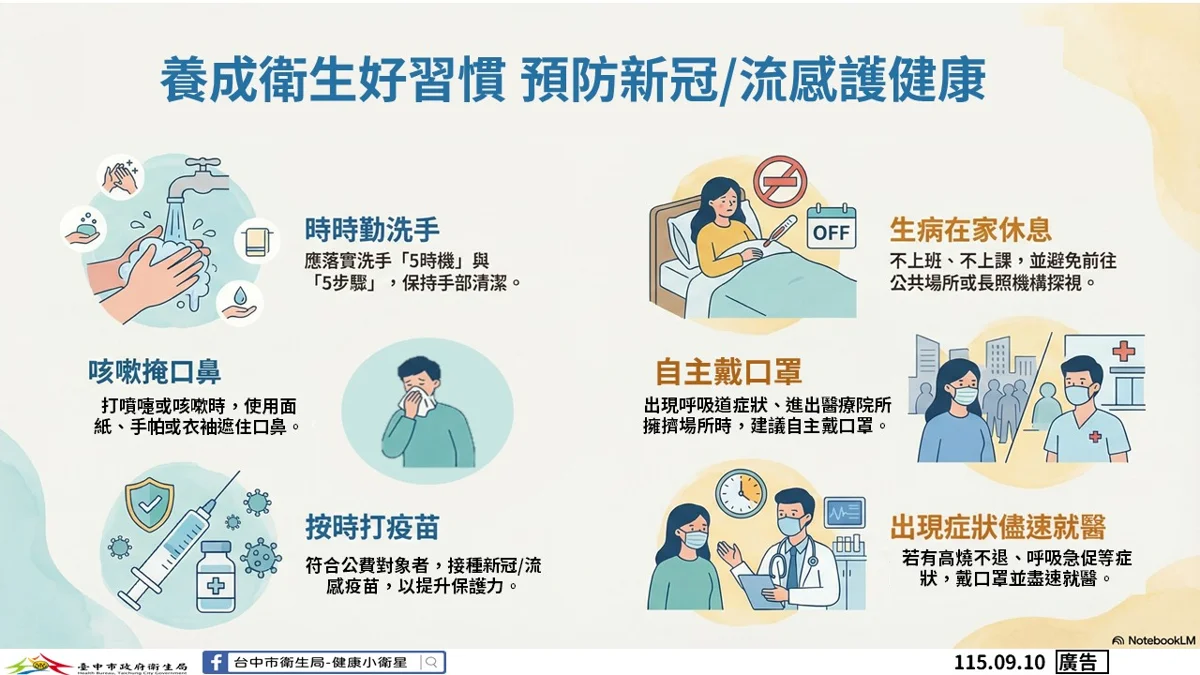 開學季雙毒夾擊！台中衛生局示警：流感、新冠雙雙處於流行期