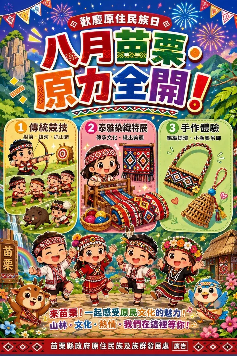苗栗原住民族月8月登場!泰雅染織特展、傳統競技接力開跑