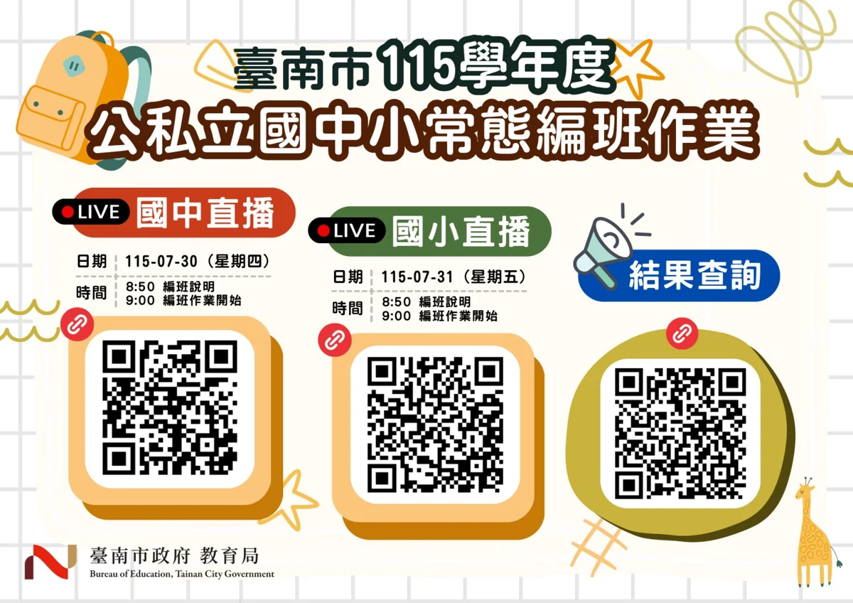 臺南市國中小常態編班7/30、7/31登場！全程線上直播防作弊，查詢網址看這裡