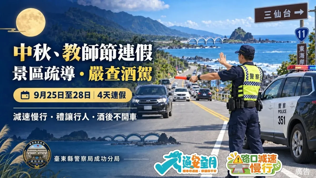 中秋教師節4天連假來了!台東東海岸4大易塞景點交管攻略大公開