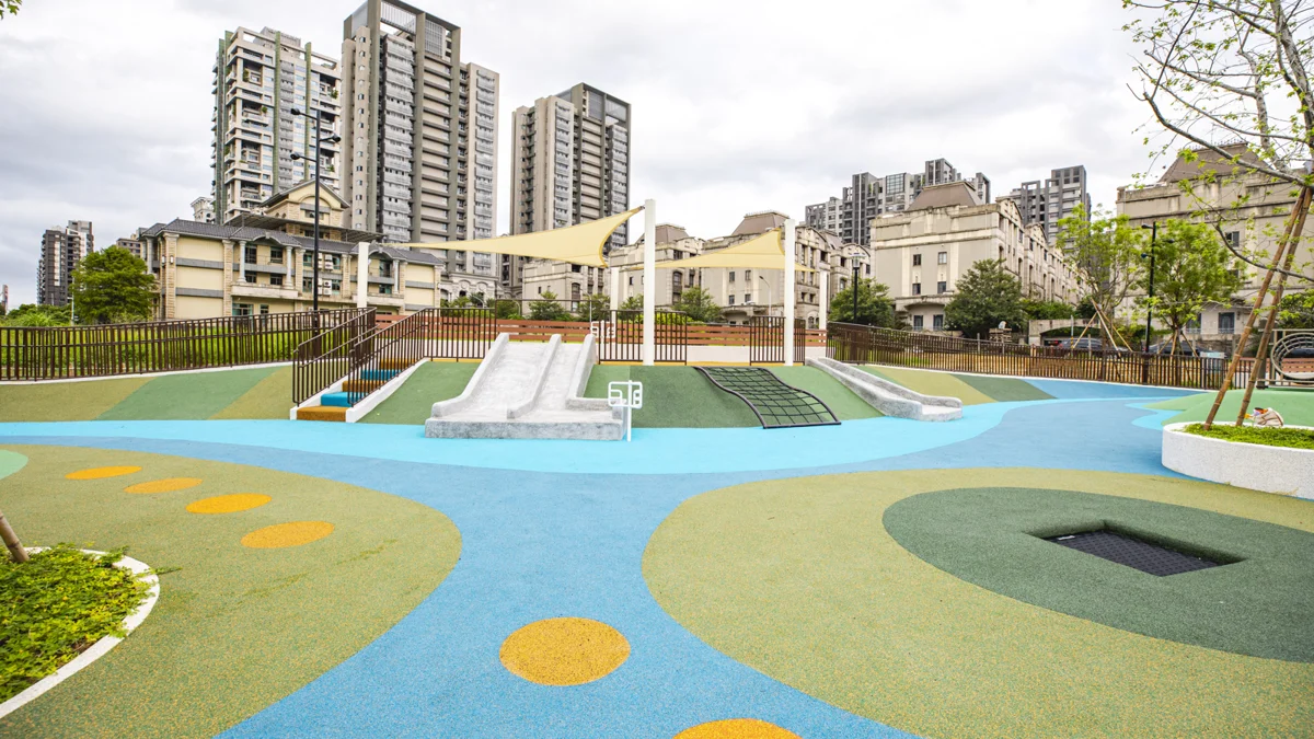 淡水公司田溪水岸公園全新啟用!原木攀爬塔與體健區打造全齡休憩空間