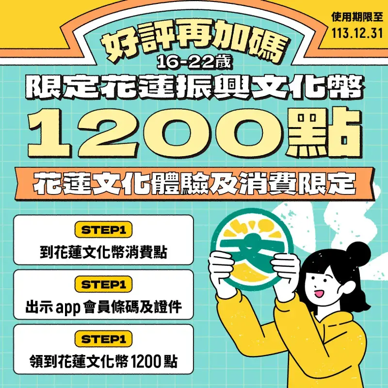 加碼2000萬!花蓮振興文化幣新增1.6萬名額